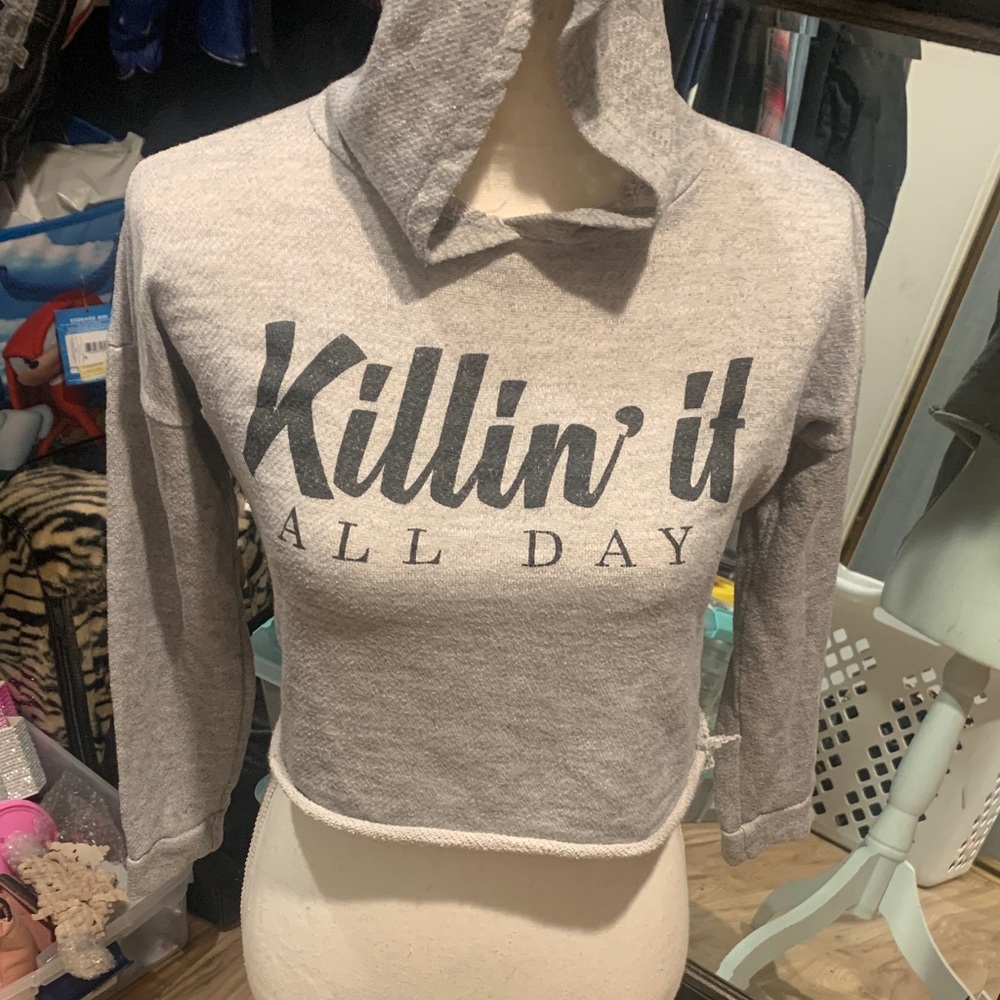 Papaya Gray Crop Top with 'Killin' It All Day' Print
